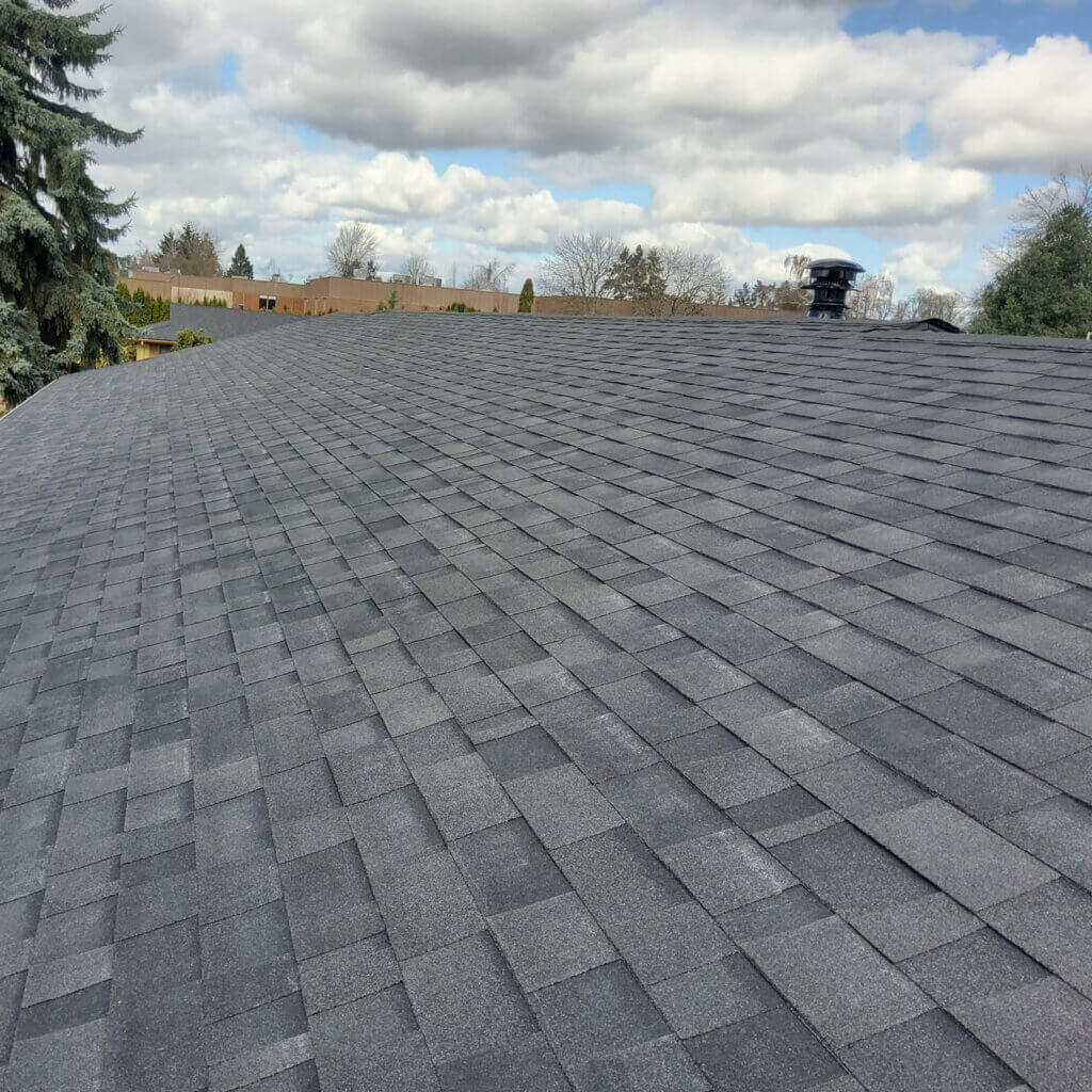 roof-moss-removal New roof put in place by 1st rate roofers Salem Oregon